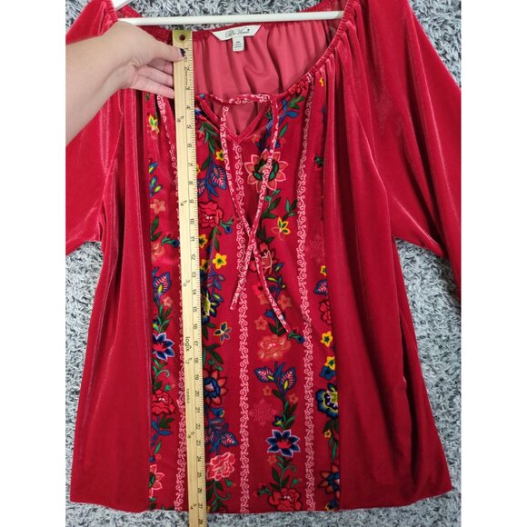 THE PIONEER WOMAN Velvet Floral Top Womens Size XXL Bell‎ Sleeve Peasant Cottage - Picture 3 of 8